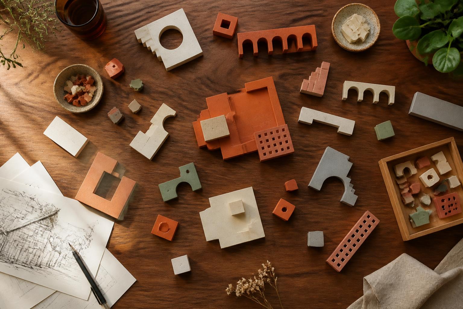 architecture building blocks flatlay